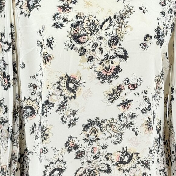 Express Floral Blouse White & Black Medium - Picture 9 of 12
